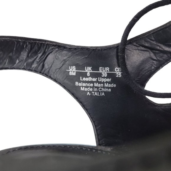 Franco Sarto A-Talia Slingback Sandal Lace Up Heels Womens 8 Black Leather - Picture 12 of 12